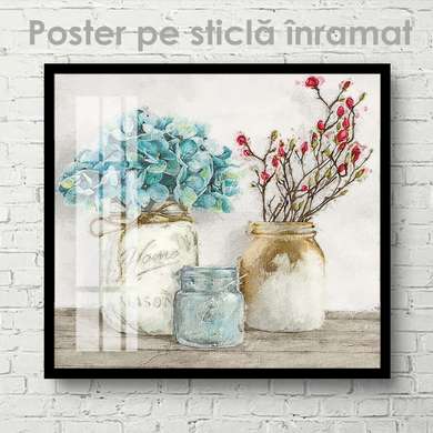 Poster - Bright flowers in vases, 40 x 40 см, Canvas on frame, Flowers