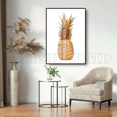 Poster - Ananas auriu, 30 x 45 см, Panza pe cadru, Glamour