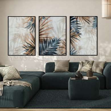 Poster - Tropical leaves, 30 x 45 см, Canvas on frame, Sets