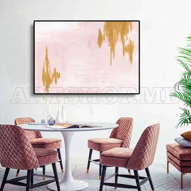 Poster - Golden smudges on a gentle background, 90 x 60 см, Framed poster on glass, Abstract