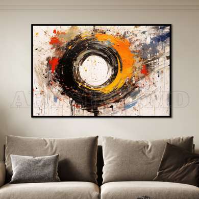 Poster - Vârtejul pe fundal abstract, 60 x 30 см, Panza pe cadru, Abstracție