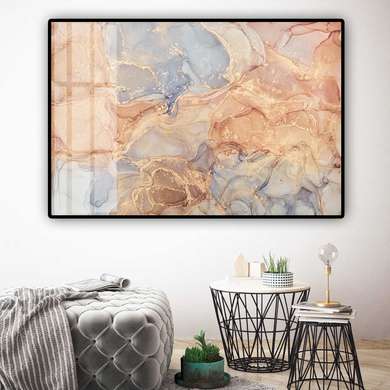 Poster - Liquid paints in warm shades, 45 x 30 см, Canvas on frame