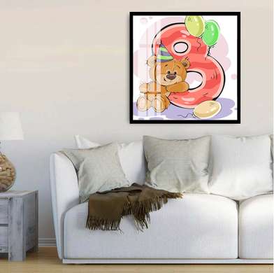 Poster - Bear with number 8, 40 x 40 см, Canvas on frame
