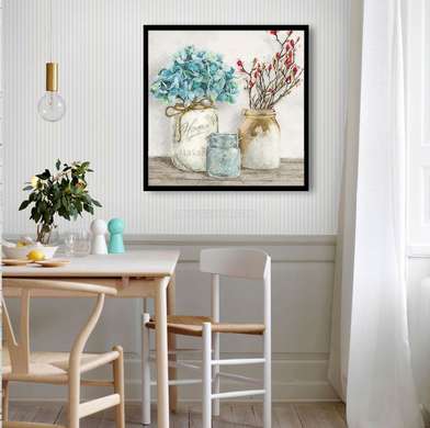 Poster - Bright flowers in vases, 40 x 40 см, Canvas on frame, Flowers