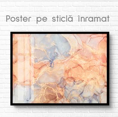 Постер - Жидкие краски в теплых оттенках, 45 x 30 см, Холст на подрамнике