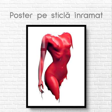 Poster - Silueta rosie, 60 x 90 см, Poster inramat pe sticla