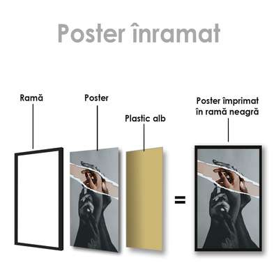 Poster - Hands, 60 x 90 см, Framed poster on glass, Black & White