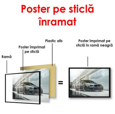 Poster - Black car on the road, 90 x 60 см, Framed poster, Transport
