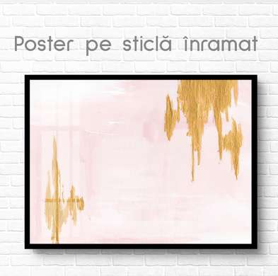 Poster - Golden smudges on a gentle background, 45 x 30 см, Canvas on frame, Abstract