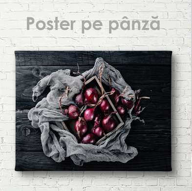Постер - Красный лук, 90 x 60 см, Постер на Стекле в раме, Еда и Напитки