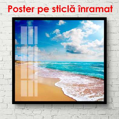 Poster - Waves on the sea coast, 100 x 100 см, Framed poster, Marine Theme