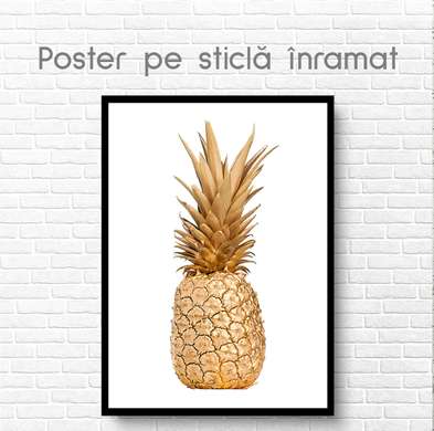 Poster - Ananas auriu, 30 x 45 см, Panza pe cadru, Glamour