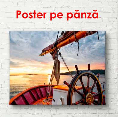 Poster - Sea voyage at dawn, 90 x 60 см, Framed poster, Marine Theme
