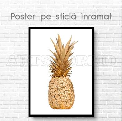 Poster - Ananas auriu, 30 x 45 см, Panza pe cadru, Glamour