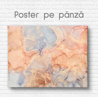 Постер - Жидкие краски в теплых оттенках, 90 x 60 см, Постер на Стекле в раме, Флюид Арт