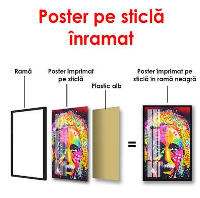 Poster - Colorful portrait of Newton, 60 x 90 см, Framed poster, Famous People