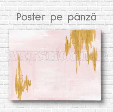 Poster - Golden smudges on a gentle background, 90 x 60 см, Framed poster on glass, Abstract