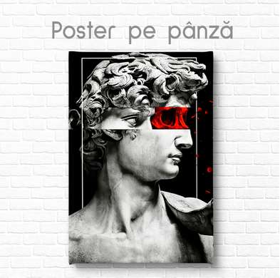 Постер - Статуя Дэвида с красным вглядом, 60 x 90 см, Постер на Стекле в раме