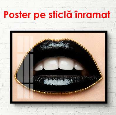 Постер - Черные губы, 100 x 100 см, Постер в раме, Разные