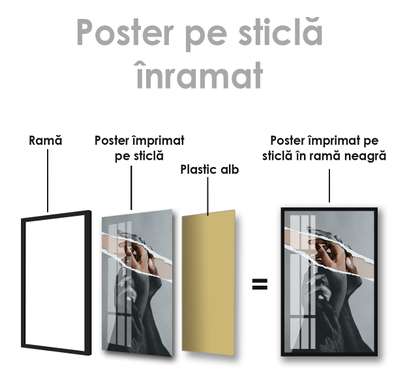 Poster - Hands, 60 x 90 см, Framed poster on glass, Black & White