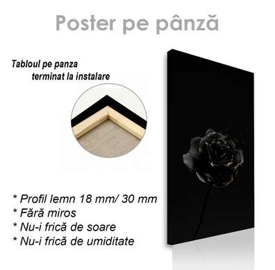 Постер - Эстетическая черная роза, 45 x 90 см, Постер на Стекле в раме