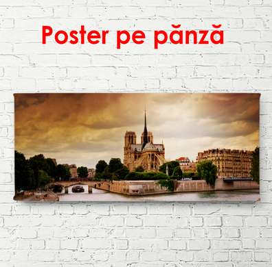Poster - Dimineața la Paris, 150 x 50 см, Poster inramat pe sticla, Orașe și Hărți