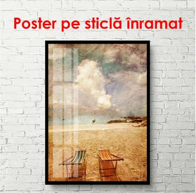 Poster - Plaja în stil vintage, 60 x 90 см, Poster înrămat, Vintage