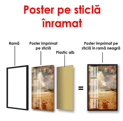 Постер - Старинная фотография пляжа, 60 x 90 см, Постер в раме, Винтаж