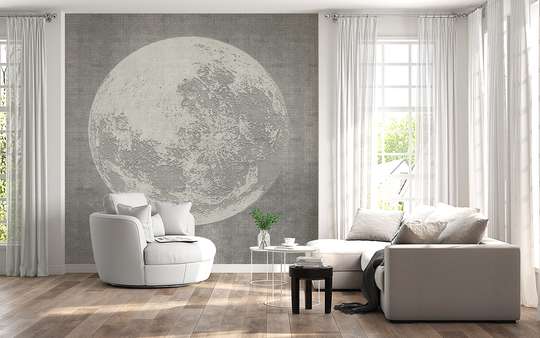 Wall mural - Moon on gray background