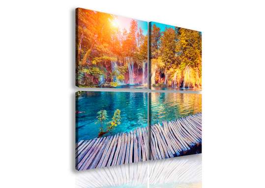 Tablou Pe Panza Multicanvas, Cascada frumoasă., 120 x 120