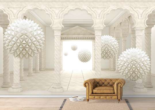 3D Wallpaper - Beige balls in the air