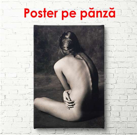 Постер - Голая девушка со спины, 30 x 45 см, Холст на подрамнике, Ню
