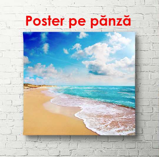 Poster - Valuri pe coasta mării, 100 x 100 см, Poster înrămat