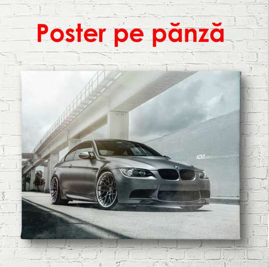 Poster - Black car on the road, 90 x 60 см, Framed poster