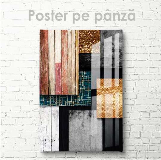 Постер - Абстракция разных текстур, 30 x 60 см, Холст на подрамнике, Абстракция
