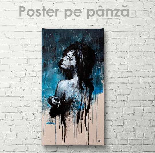 Постер - Абстрактная живопись молодой девушке, 30 x 90 см, Холст на подрамнике, Абстракция