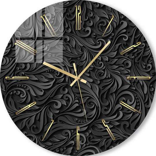 Glass clock - Black Waves, 40cm