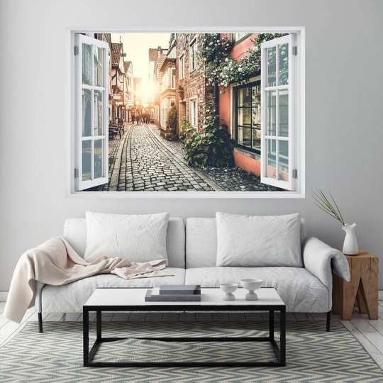 Wall Sticker - 3D window with a view of the royal house, Window imitation
