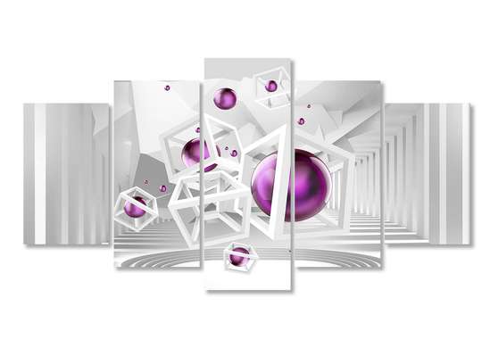 Modular picture, Lilac ball on a 3D background., 108 х 60