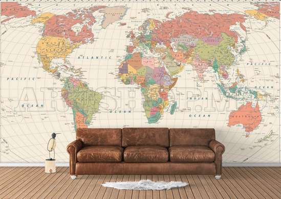 Wall Mural - Beige map