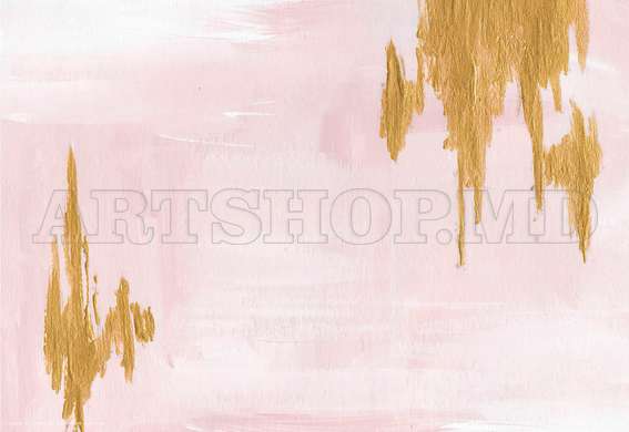 Poster - Golden smudges on a gentle background, 90 x 60 см, Framed poster on glass, Abstract