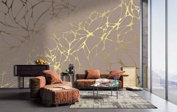 Wall Mural - Golden lines on a beige background