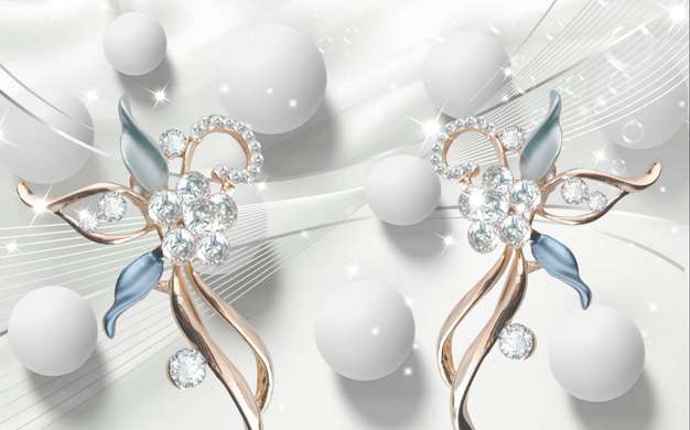 Screen - White spheres and jewels on a white background, 7