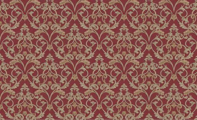 Wall Mural - Golden monograms on a red background