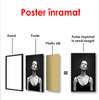 Poster - Portrait of Kate Moss in a black T-shirt on a black background, 60 x 90 см, Framed poster