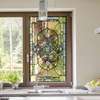 Window Privacy Film, Decorative stained glass geometry in green colors, 60 x 90cm, Matte, Window Film