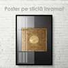 Poster - Golden sun in black-grey background, 60 x 90 см, Framed poster on glass, Abstract