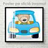 Poster - Bear driving a car, 40 x 40 см, Canvas on frame, For Kids