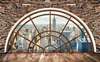 Wall Mural - Round window in a brick wall