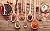 Poster - Wooden spoons with spices, 90 x 60 см, Framed poster, Food and Drinks
